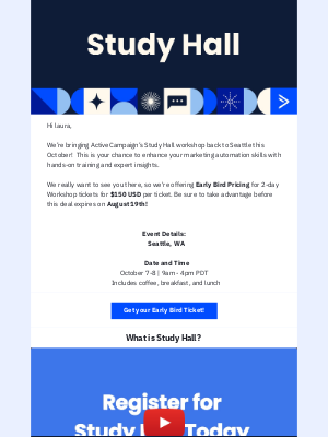 ActiveCampaign - Early Bird Tickets for ActiveCampaign's Study Hall in Seattle