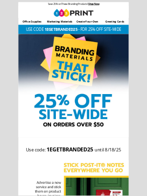 123Print - 25% Off Orders of $50 ENDS Today... Act Now!