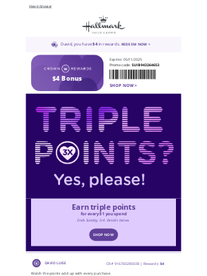 Hallmark - $4 + 3X Points Weekend starts now!