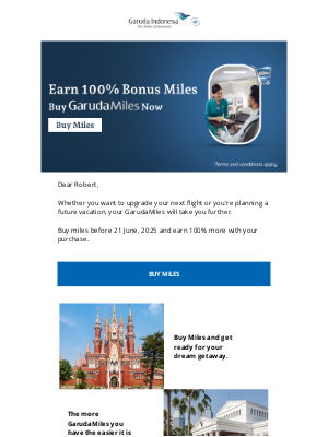 Garuda Indonesia - Still thinking about it? Your 100% bonus miles are waiting!