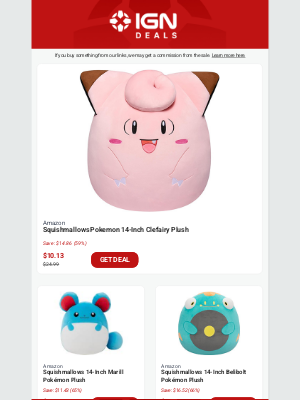 IGN - Daily Deals: Squishmallow Pokemon Plushes, Wheel of Time, Corsair Gaming Chair, and More