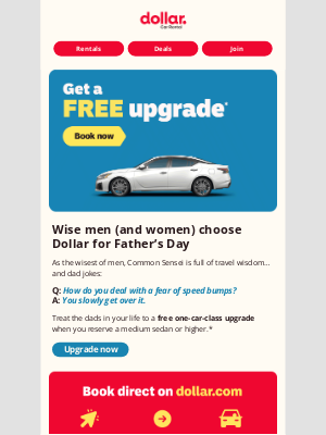 Dollar Rent A Car - 🚗 Get a FREE upgrade + a dad joke