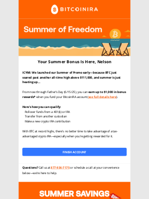Bitcoin IRA - The Summer Rally Started—And Your Bonus Is Waiting 💰