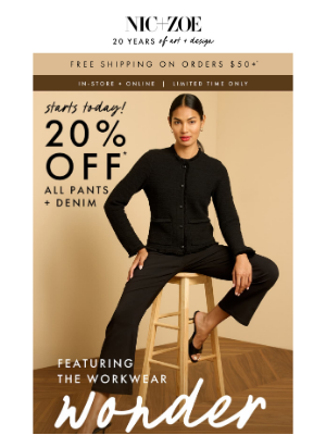 NIC+ZOE - Hit refresh: 20% off all pants (including denim)
