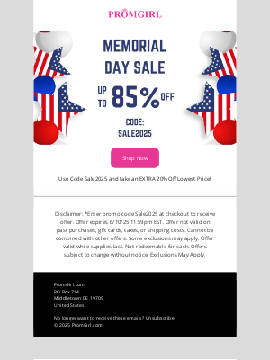PromGirl - Memorial Day Weekend - Up to 85% Off!