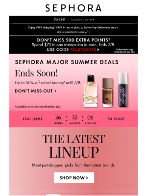 Sephora (Canada) - This email contains up to 50% off select items—shop TODAY 💰