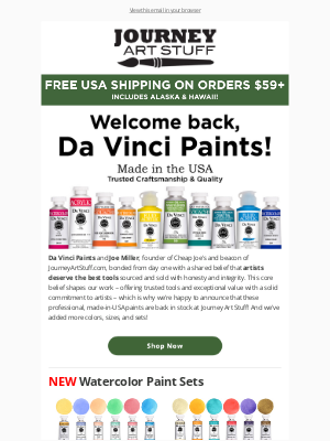 Cheap Joe's Art Stuff - Da Vinci Paints Available Now!