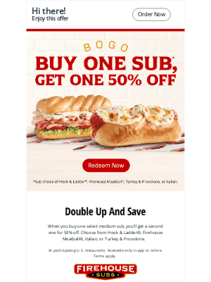 Firehouse Subs - Sub Two is 50% OFF