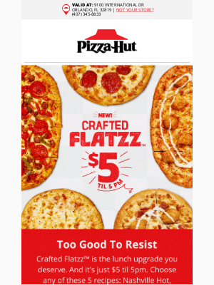 Pizza Hut - It's Here: The New $5 Crafted Flatzz™ 🍕