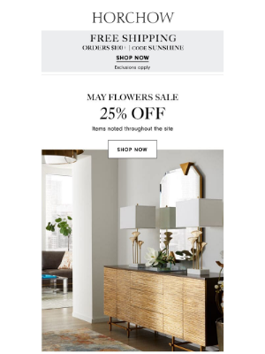 Horchow Mail Order - Free shipping + 25% off select items + 30% off Bernhardt = Winning!