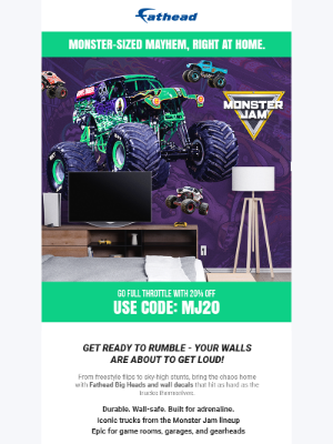 Fathead - 20% Off Your Favorite Monster Jam Trucks—Now Life-Size