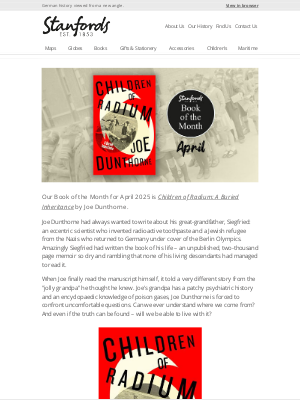 Stanfords (United Kingdom) - Our Book of the Month