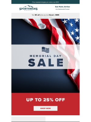 Memorial Day Sale ⭐ Up to 25% Off