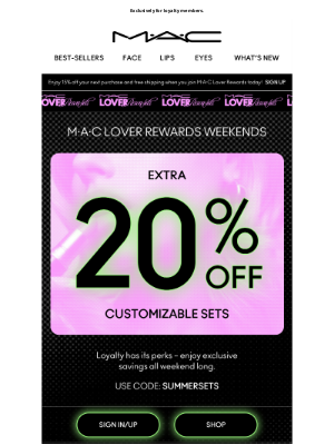 MAC Cosmetics - Starts now! Get an extra 20% OFF custom sets.