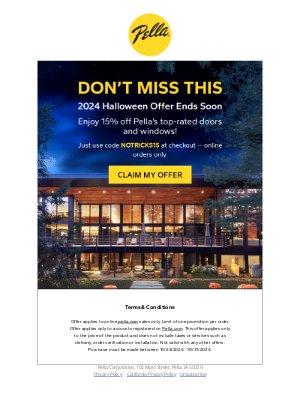 Pella - Ends Soon: 2024 Halloween Promo