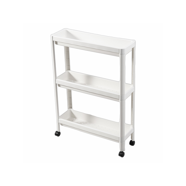 Barelli 3 Tier Slimline Bathroom Shelving Unit with Wheels