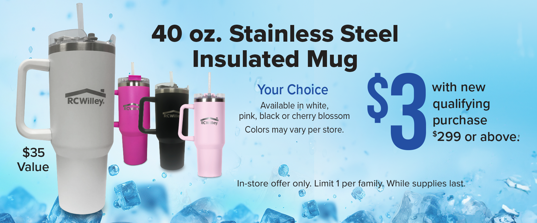 40 oz Stainless Steel Mug Premium Stripe April 2025