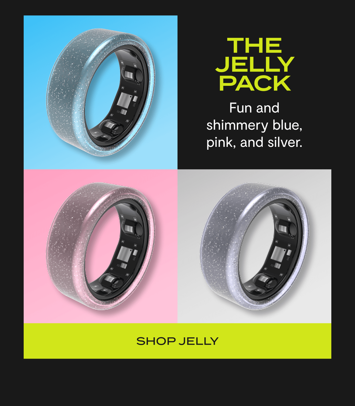 The Neon Pack | Bright and playful pink, blue, and yellow. | Shop Jelly