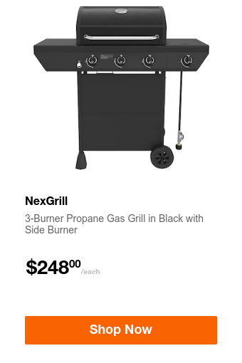 Nexgrill 3-Burner Propane Gas Grill in Black with Side Burner
