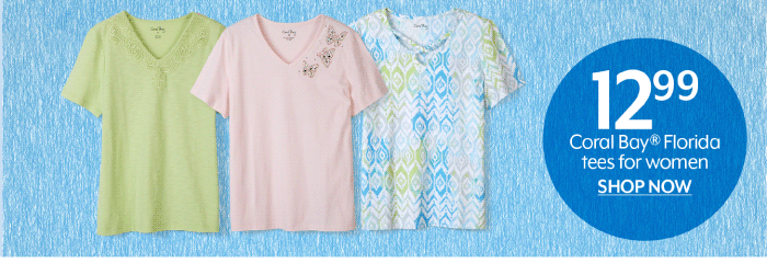 12.99 Coral Bay® Florida tees for women
