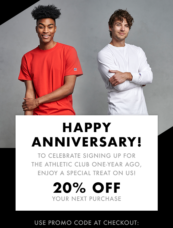 Happy anniversary! Celebrate with 20% off your next purchase!