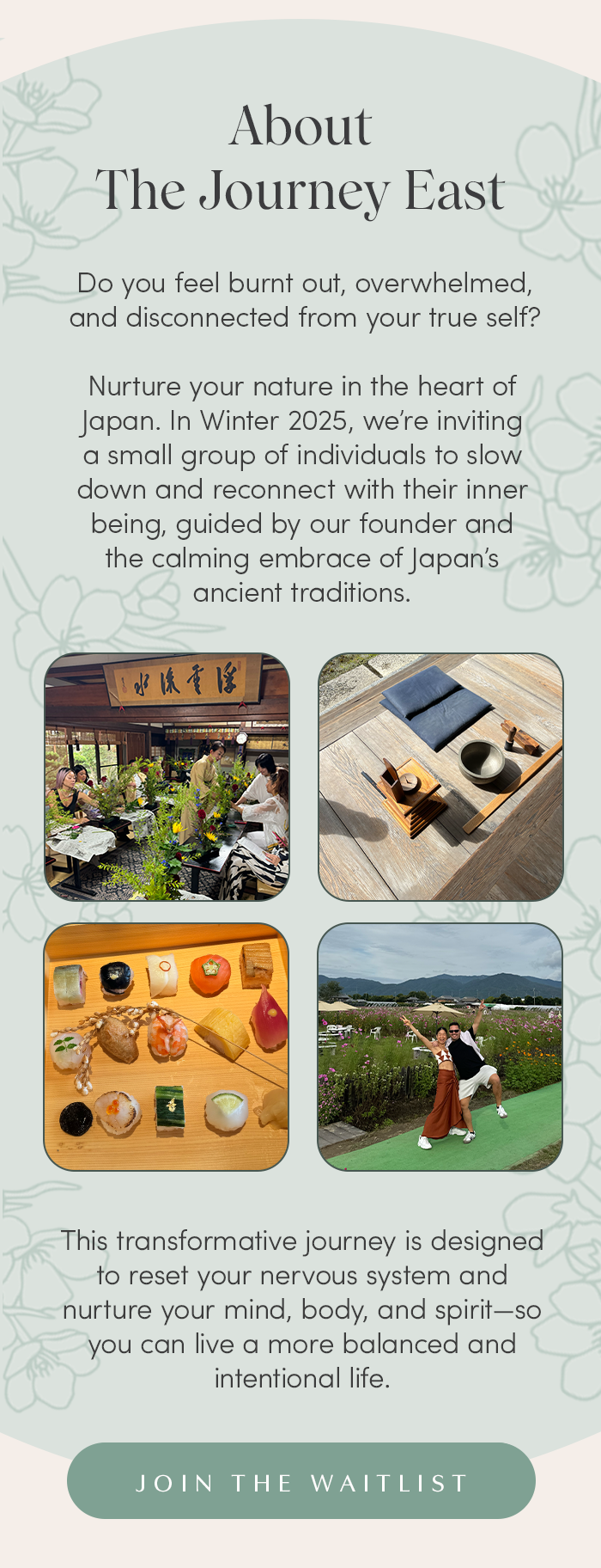 We're offering one complimentary spot to an immersive nervous system reset in Kyoto, Japan.