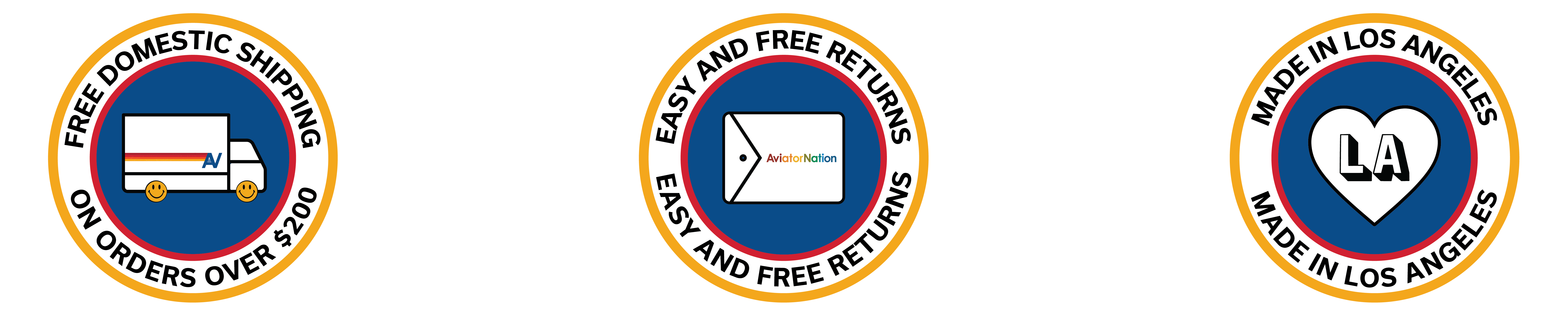 FREE DOMESTIC SHIPPING, EASY AND FREE RETURNS, MADE IN LA
