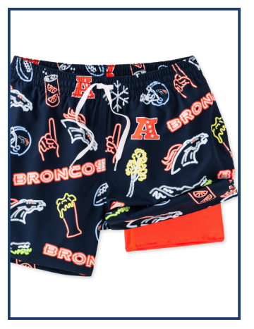 NFL Lined Classic Swim Trunk: The Neon Broncos 5.5"