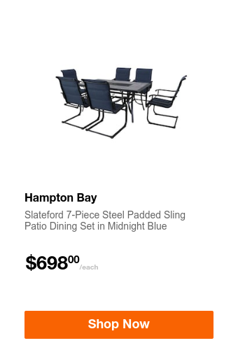 Hampton Bay Slateford 7-Piece Steel Padded Sling Patio Dining Set in Midnight Blue