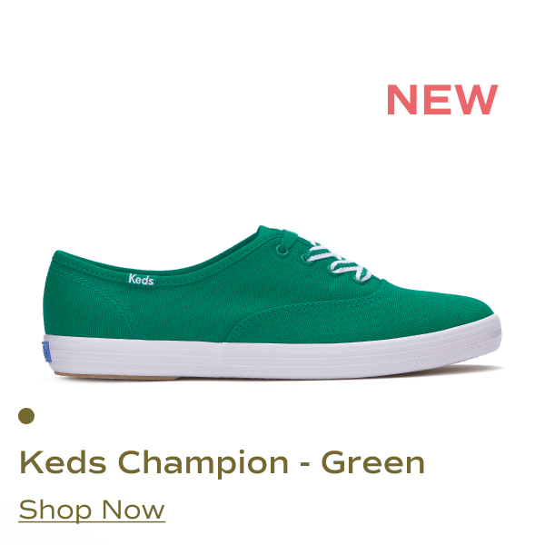 The Keds Champion Originals canvas lace up shoe in kelly green. Shop Now.