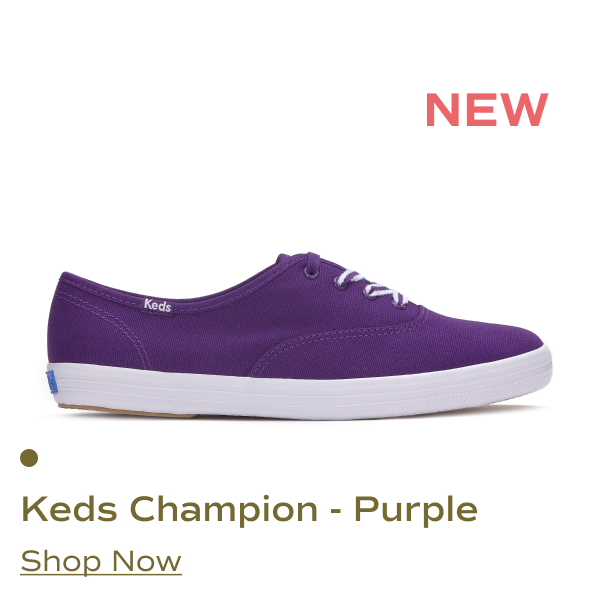 The Keds Champion Originals canvas lace up shoe in purple. Shop Now.