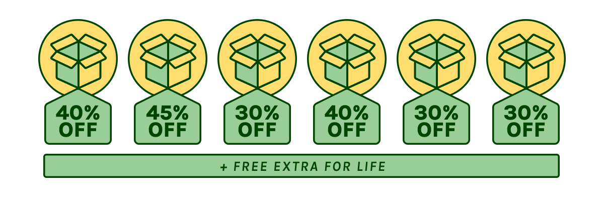 40% Off, 45% Off, 40% Off, 40% Off, 30% Off, 30% Off