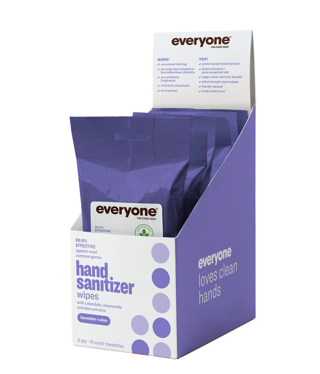 Image of 6 Pack Lavender + Aloe Resealable Hand Sanitizer Wipes