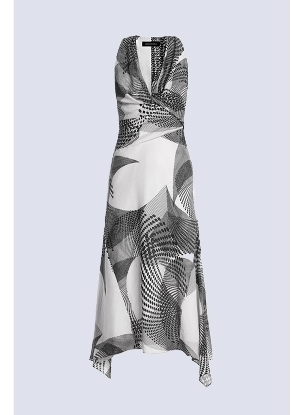Printed Cowl Halter Dress 