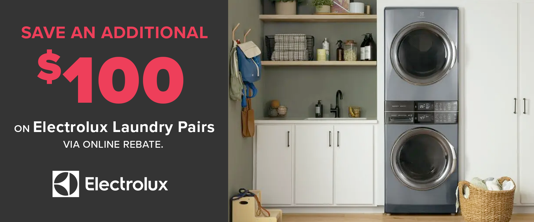 Electrolux $100 Instant Savings Laundry Stripe April 2025