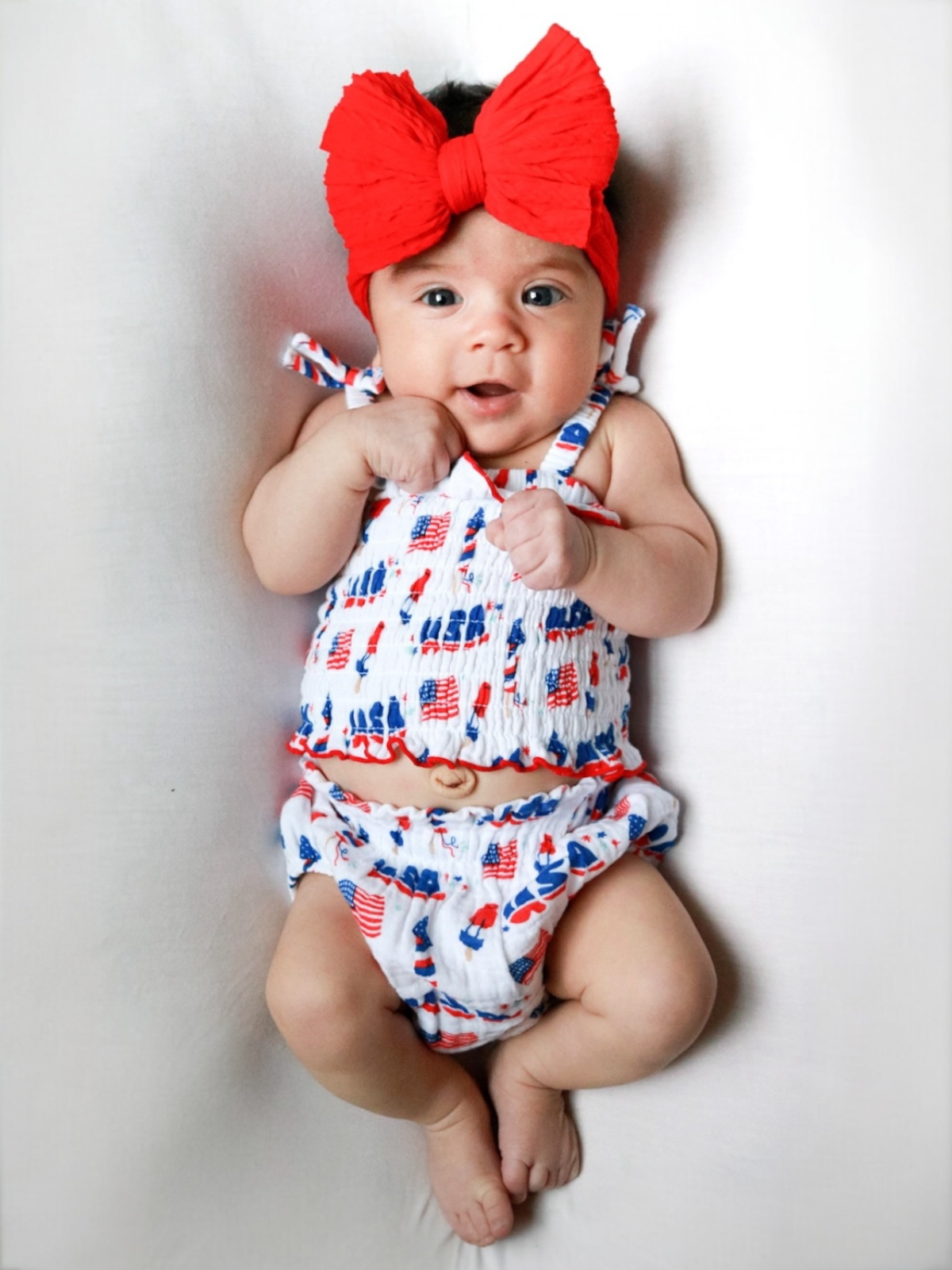 Image of Muslin Smocked Ruffle Top & Bloomer, 4th of July