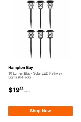 Hampton Bay 10 Lumen Black Solar LED Pathway Lights (6-Pack)