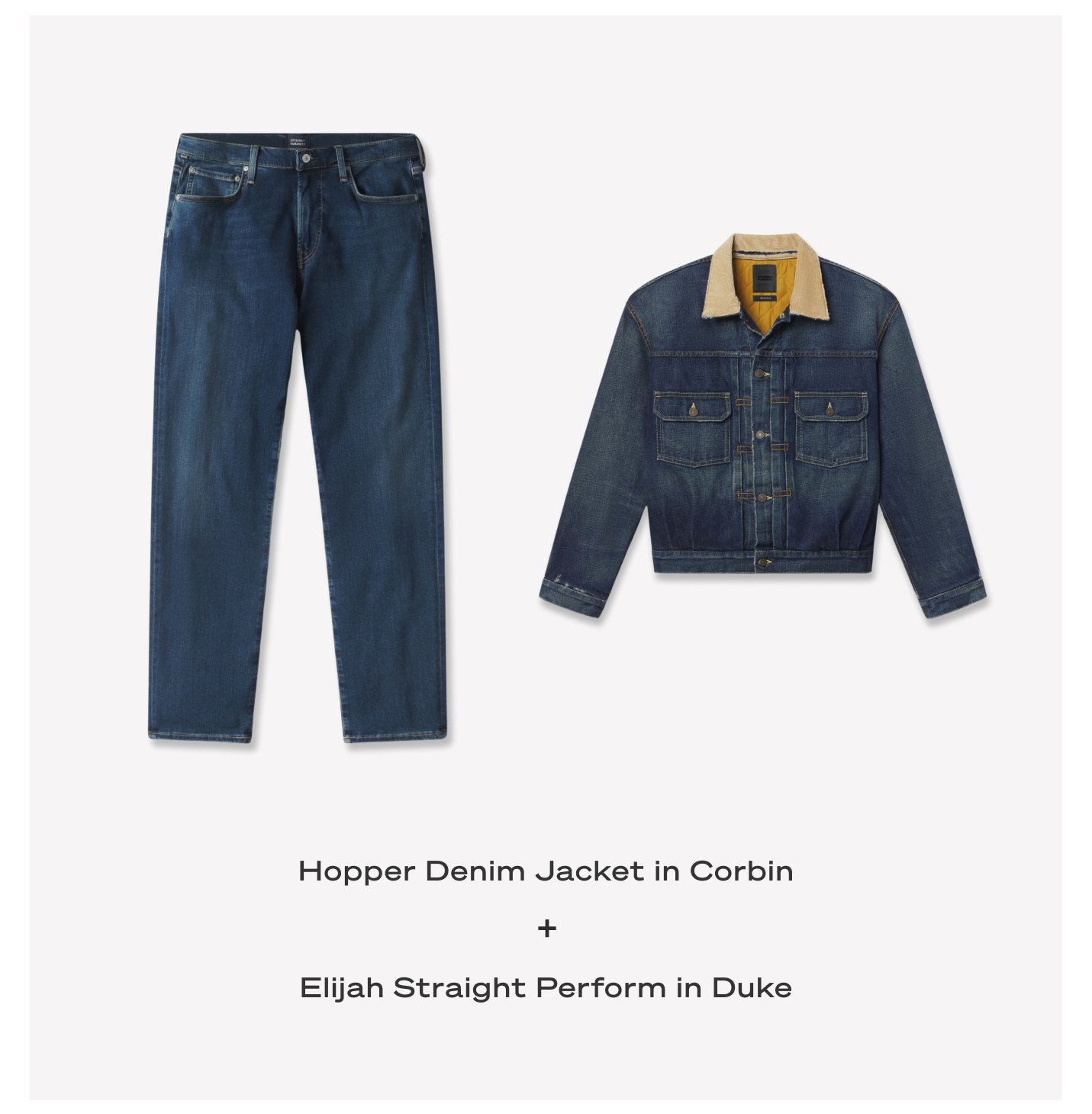Shop the Hopper Denim Jacket in Corbin & Elijah Straight Perform in Duke