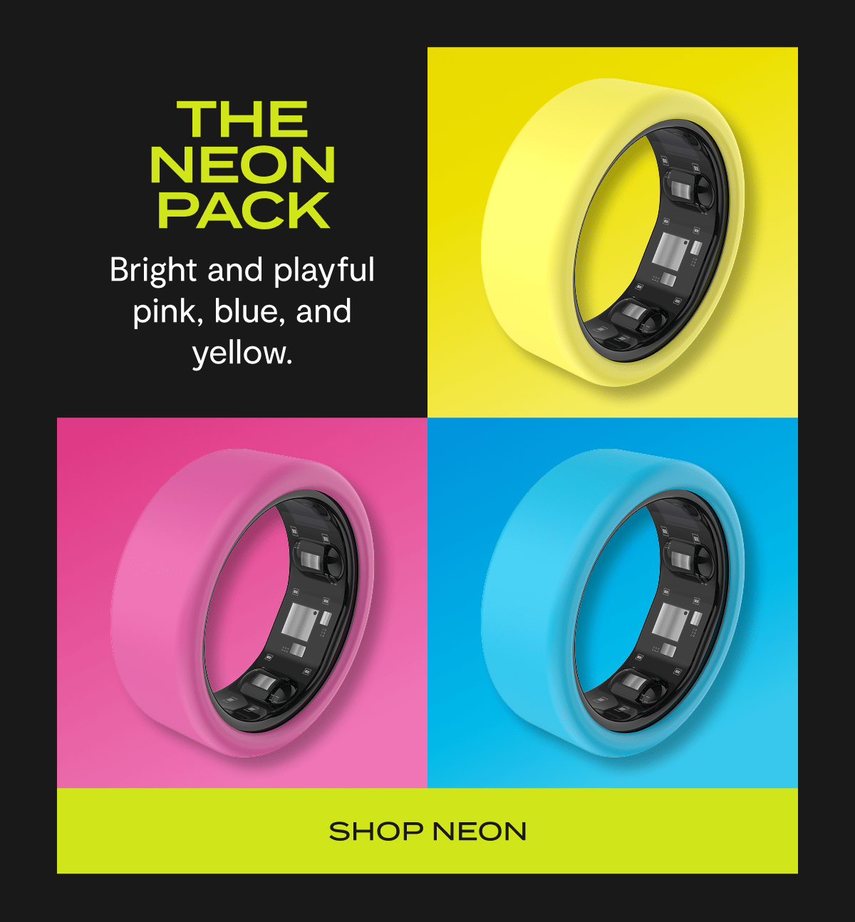 The Neon Pack | Bright and playful pink, blue, and yellow. | Shop neon