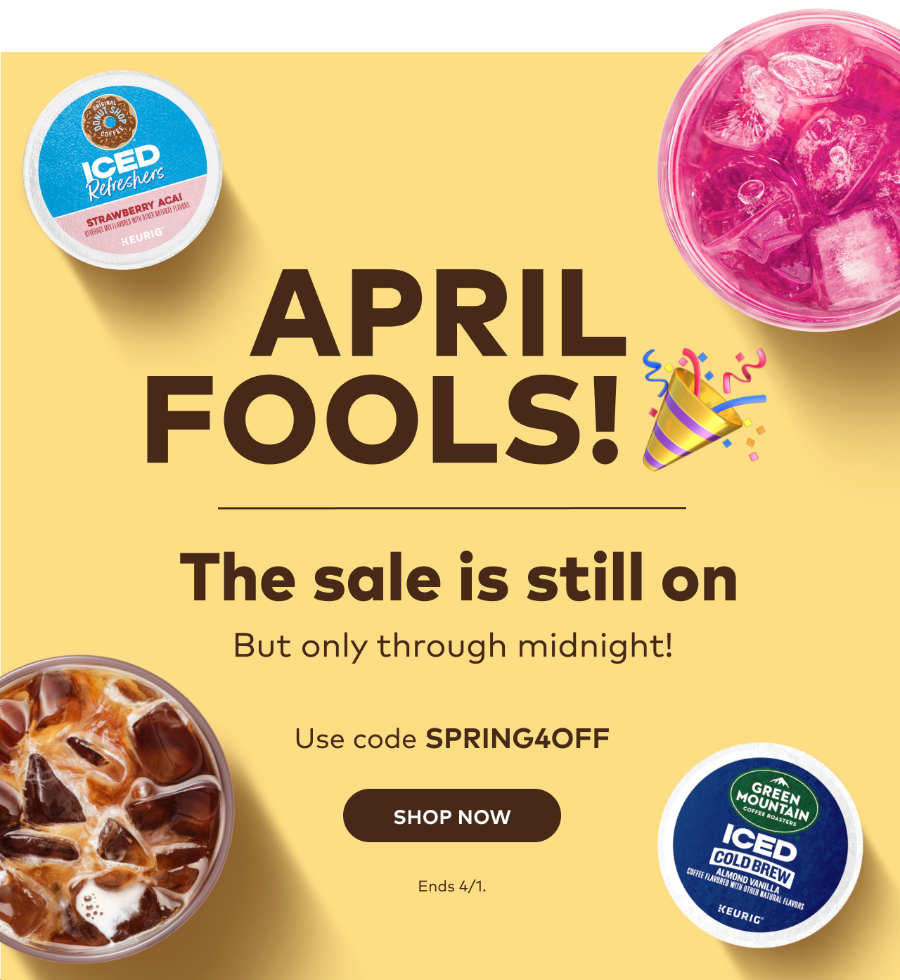 $4 Off Per Box of 20-24ct K-Cup® Pods with code SPRING4OFF